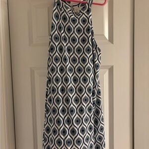 AREA Blue and White Patterned Kids Casual Dress